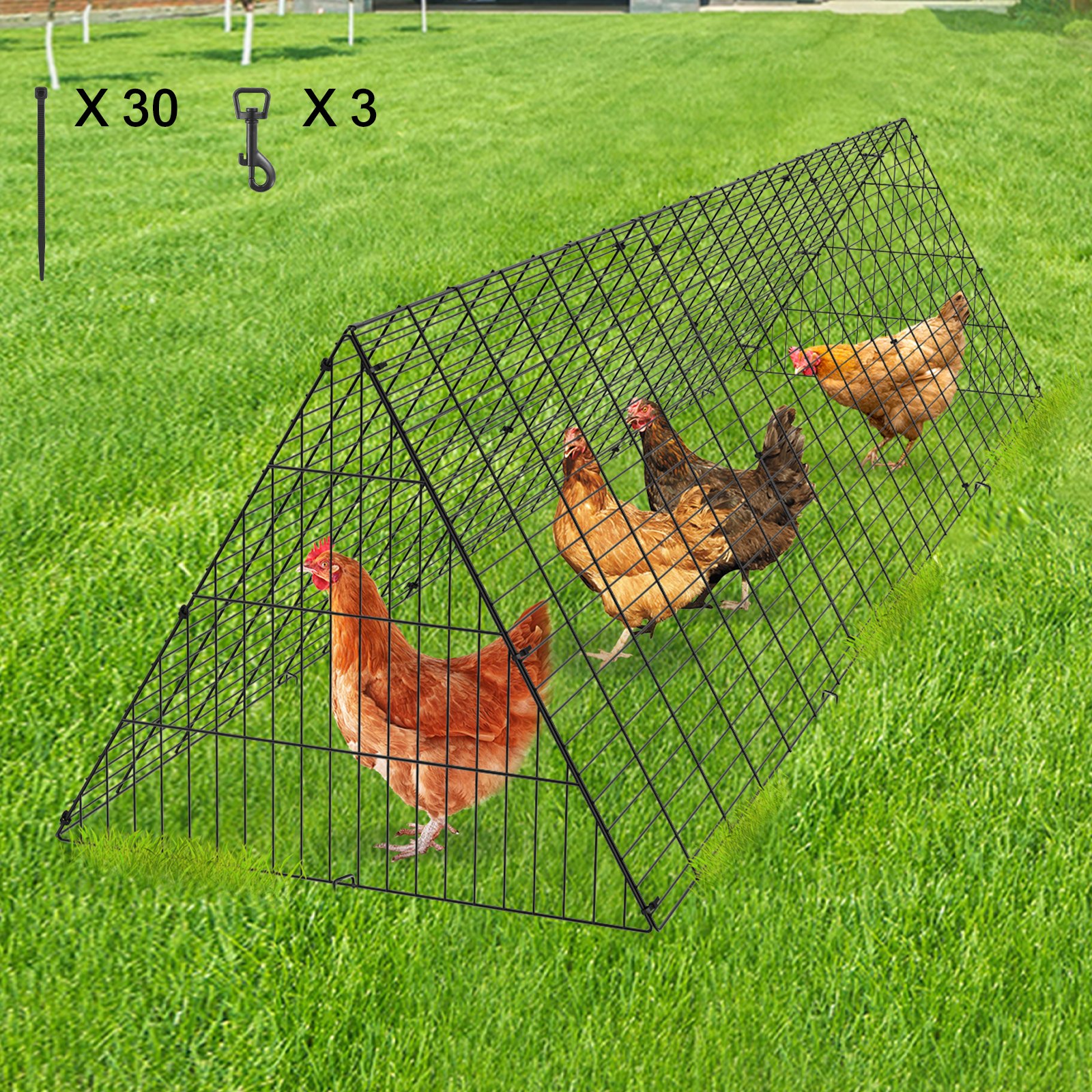 Kuřecí tunely VEVOR, 118,1 x 28 x 24,2 palce (DxŠxV) Kuřecí tunely na dvorek, Přenosné Kuřecí tunely pro venkovní snadnou instalaci, Výběh kurníku, Vhodné pro kuřata, kachny, králíky