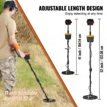 Detector de metales VEVOR para adultos y niños, bobina de búsqueda impermeable de 10 pulgadas con pantalla LCD, 7 modos, vástago de aluminio ajustable de 41'' a 52'', detector de oro de mayor precisión con chip DSP, profundidad de detección de 10''