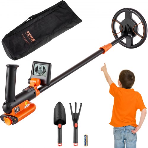 VEVOR Metal Detector for Kids, 6 Inch Waterproof Search Coil with LCD Display, Adjustable 26''-36'' Gold Detector, Lightweight Carbon Fiber Stem for Junior & Youth Detecting Gold Coin Treasure