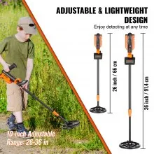 VEVOR Metal Detector for Kids, 6 Inch, 25''-37'' Adjustable Gold Detector, IP68 Waterproof Search Coil with LCD Display Advanced DSP Chip, Lightweight for Junior & Youth Detecting Gold Coin Treasure
