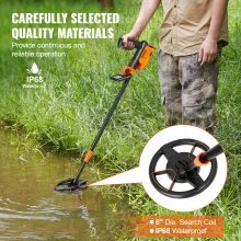VEVOR Metal Detector for Kids, 6 Inch, 25''-37'' Adjustable Gold Detector, IP68 Waterproof Search Coil with LCD Display Advanced DSP Chip, Lightweight for Junior & Youth Detecting Gold Coin Treasure