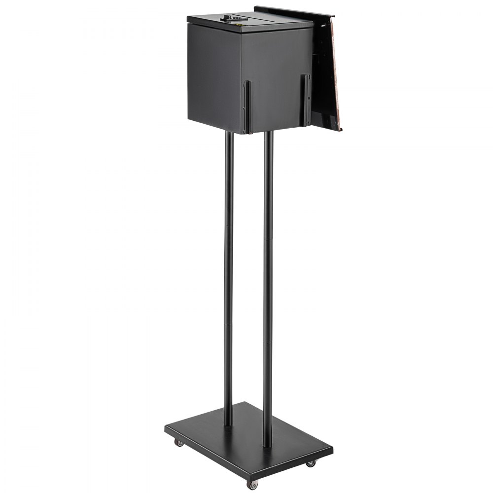 VEVOR Ballot Box, Floor Standing Suggestion Box with Sign Holder and Lock, Side Pocket for Storing Ballots, Brochures, Donation Box for Home Office Church Election, 8.6\"W x 9.4\"H x 8\"D, Black