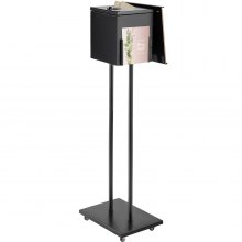 VEVOR Ballot Box, Floor Standing Suggestion Box with Sign Holder and Lock, Side Pocket for Storing Ballots, Brochures, Donation Box for Home Office Church Election, 8.6\"W x 9.4\"H x 8\"D, Black