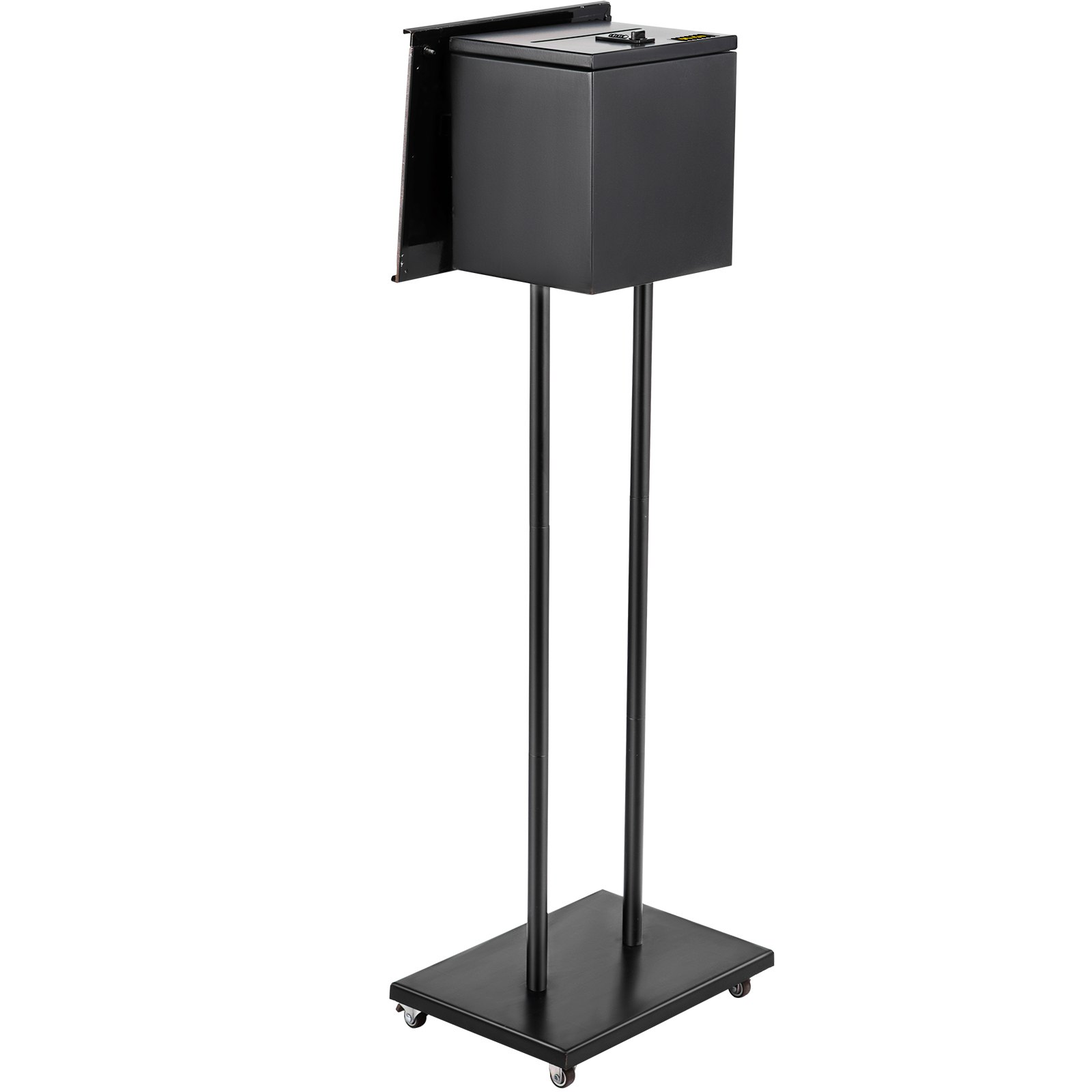 VEVOR Ballot Box, Floor Standing Suggestion Box with Sign Holder and Lock, Side Pocket for Storing Ballots, Brochures, Donation Box for Home Office Church Election, 8.6\"W x 9.4\"H x 8\"D, Black
