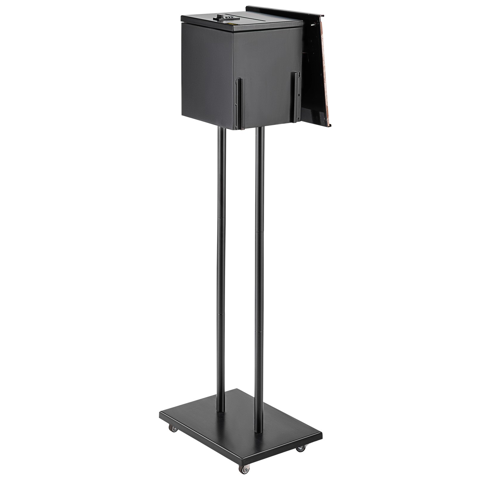 VEVOR Ballot Box, Floor Standing Suggestion Box with Sign Holder and Lock, Side Pocket for Storing Ballots, Brochures, Donation Box for Home Office Church Election, 8.6\"W x 9.4\"H x 8\"D, Black