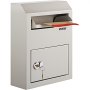 VEVOR Suggestion Box, Donation Ballot Box with Lock, Wall Mounted Collection Box with Wide Drop Slot, Steel Key Drop Box for Home Office Factory School, 15"x 12" x 4.3", Gray