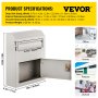 VEVOR Suggestion Box, Donation Ballot Box with Lock, Wall Mounted Collection Box w/ Wide Drop Slot, Steel Key Drop Box for Home Office Factory School, 38x30.5x11 cm, Gray