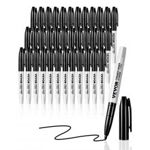VEVOR Permanent Markers, 36 Pack Black Permanent Marker Set, Quick Drying & Fade Resistant, Fine Point Markers for Plastic, Paper, Metal, and More