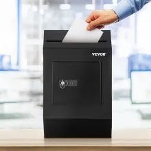 VEVOR Suggestion Box, Donation Ballot Box with Key & Combination Lock, Wall Mounted Collection Box with Wide Drop Slot, Steel Key Drop Box for Home Office School, 16.1"x10"x3.9", Black