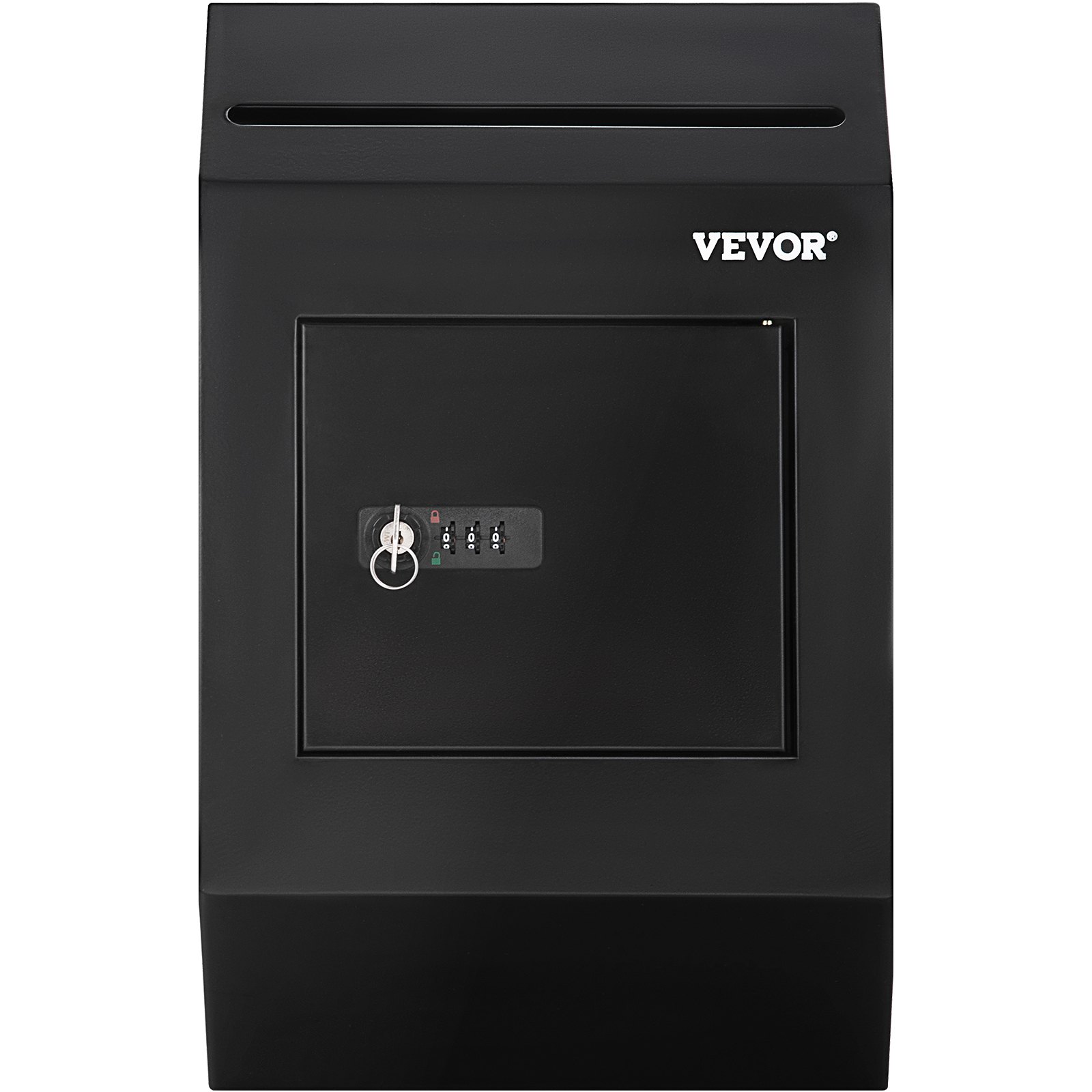black VEVOR suggestion box with front lock and mail slot.