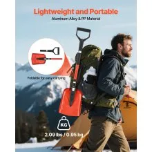 VEVOR Snow Shovel for Driveway, 22cm Foldable Snow Shovel with D-shaped Handle, , 36-40 in Adjustable, Lightweight Aluminum Alloy Snows Removal Tool, Reduce Back Strains for Garden Car Camping