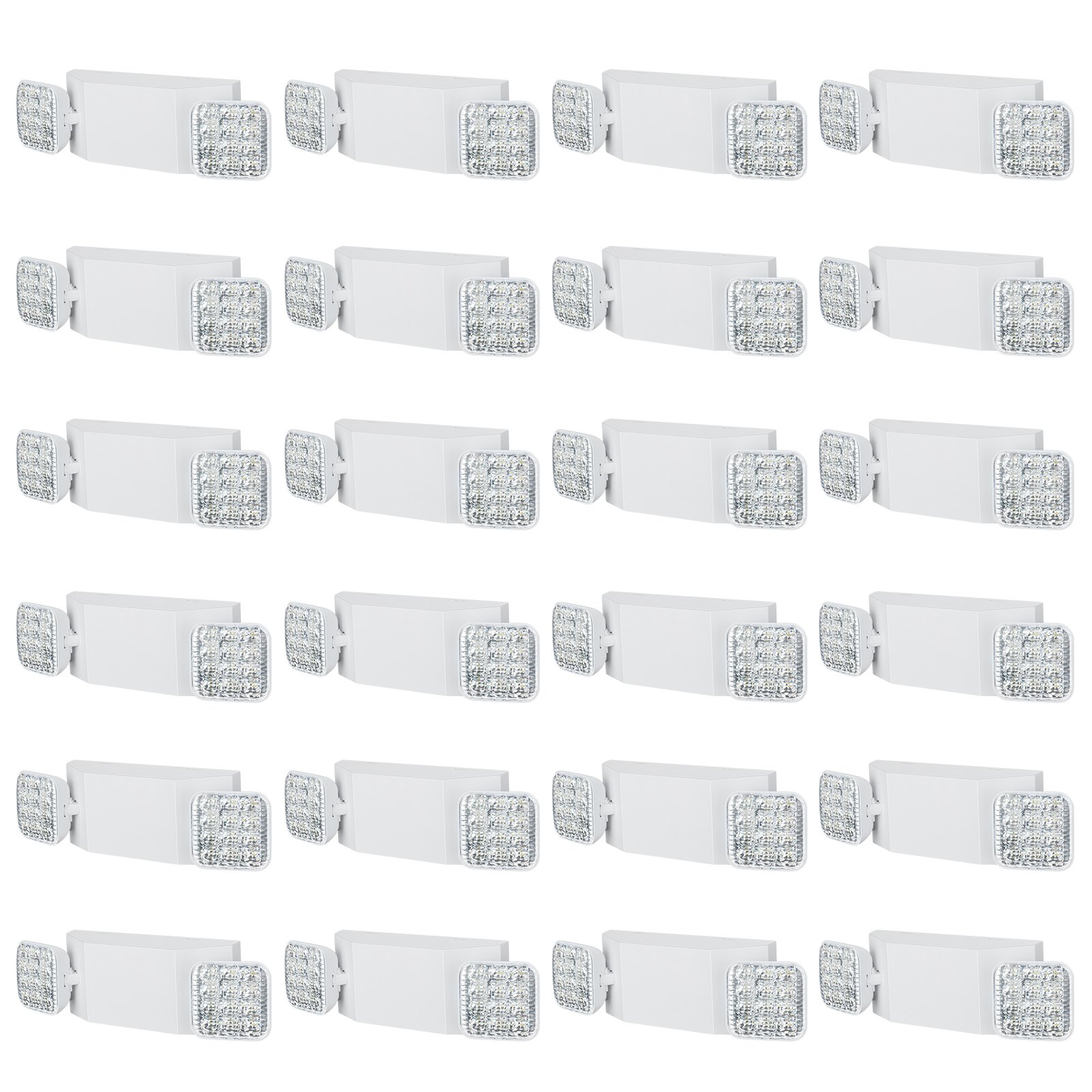 VEVOR 24 Pack Commercial Emergency Light, 3W, White LED Emergency Exit Lighting Fixtures with 180 Minutes Backup Battery Adjustable 2 LED Square Head, Ceiling or Wall Mount for Business Power Outages