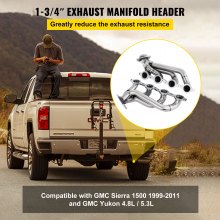 2.25" Outlet Exhaust Header for GMC Yukon 4.8L 5.3L for GMC Sierra 1500 99-01