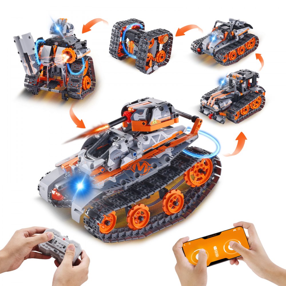 VEVOR STEM Building Toys for Kids 5 in 1 App & Remote Control Car/Robot 554 PCS