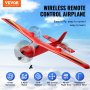 VEVOR rc airplane in flight with wireless remote control and easy-to-fly red design against blue sky.