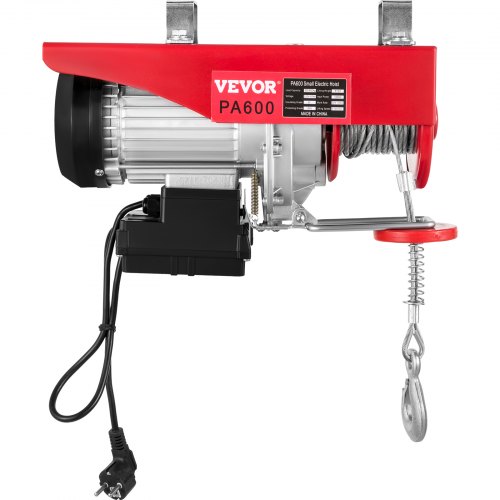 VEVOR Electric Hoist,1320 lbs Electric Winch, Electric Lift with Wireless Remote Control System, Zinc-Plated Steel Wire Electric Hoist Crane, Electric Cable Hoist w/Straps and Emergency Stop Switch