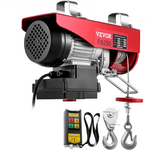 VEVOR Electric Hoist, 550 lbs Electric Winch, Electric Lift with Wireless Remote Control System, Zinc-Plated Steel Wire Electric Hoist Crane, Electric Cable Hoist w/Straps and Emergency Stop Switch