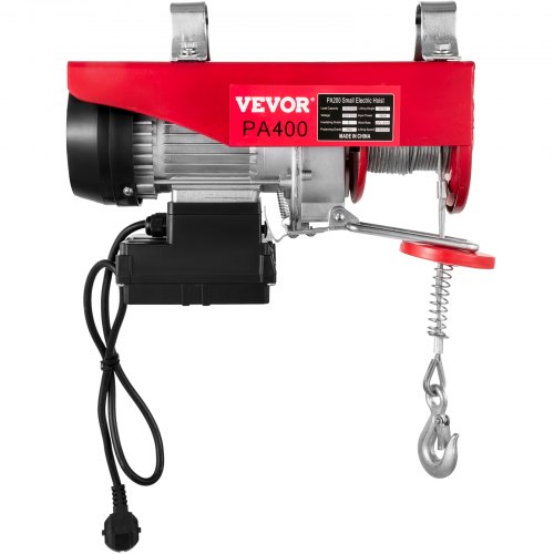 VEVOR Electric Hoist, 880 lbs Electric Winch, Electric Lift with Wireless Remote Control System, Zinc-Plated Steel Wire Electric Hoist Crane, Electric Cable Hoist w/Straps and Emergency Stop Switch
