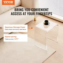 VEVOR Acrylic End Table, C-Shaped Lucite Side Table, Clear Acrylic Side Table for Drink, Food, Snack used in Living Room, Bedroom, and Study