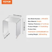 VEVOR Acrylic End Table, C-Shaped Lucite Side Table, Clear Acrylic Side Table for Drink, Food, Snack used in Living Room, Bedroom, and Study