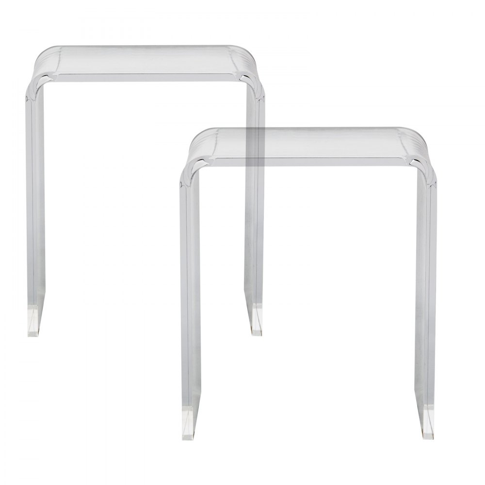 clear nested tables made from acrylic, showcasing modern design. perfect VEVOR acrylic end table set.
