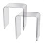 transparent VEVOR acrylic end table set with a sleek, modern design and curved edges.