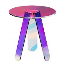 Mesa lateral redonda iridescente VEVOR, mesa final de acrílico, mesa de centro de acrílico arco-íris transparente para bebidas, alimentos, lanches usados ​​na sala de estar, quarto e escritório