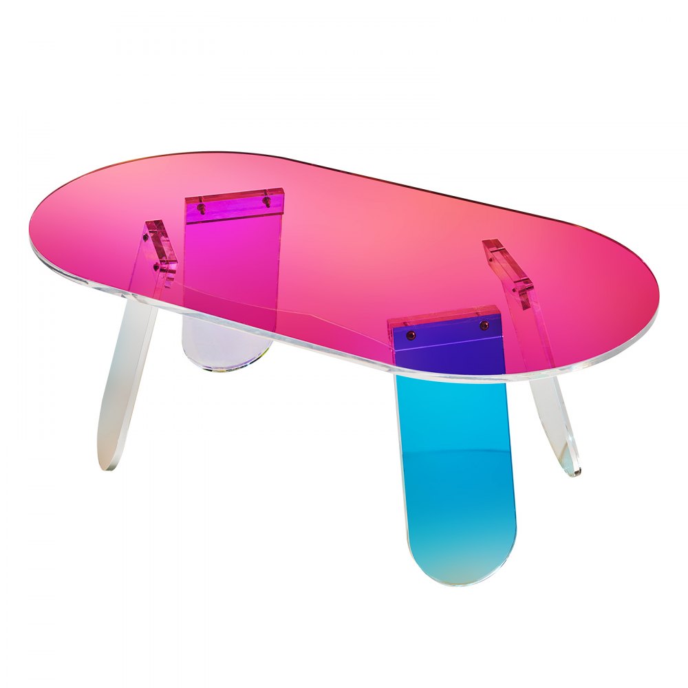 VEVOR Akrylátový konferenčný stolík, dúhový akrylový koncový stolík, 13,8 palca vysoký farebný akrylový príručný stolík, na kávu, pitie, jedlo, občerstvenie používané v obývačke, na nádvorí, na terase