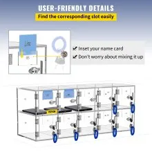 VEVOR Cell Phone Storage Locker, 10 Slots Acrylic Material with Door Locks and Keys, Wall-Mounted Cabinet Pocket Office Classroom Gym Box, Clear