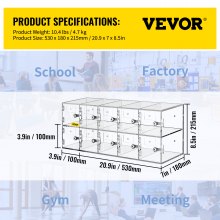 VEVOR Cell Phone Storage Locker, 10 Slots Acrylic Material with Door Locks and Keys, Wall-Mounted Cabinet Pocket Office Classroom Gym Box, Clear