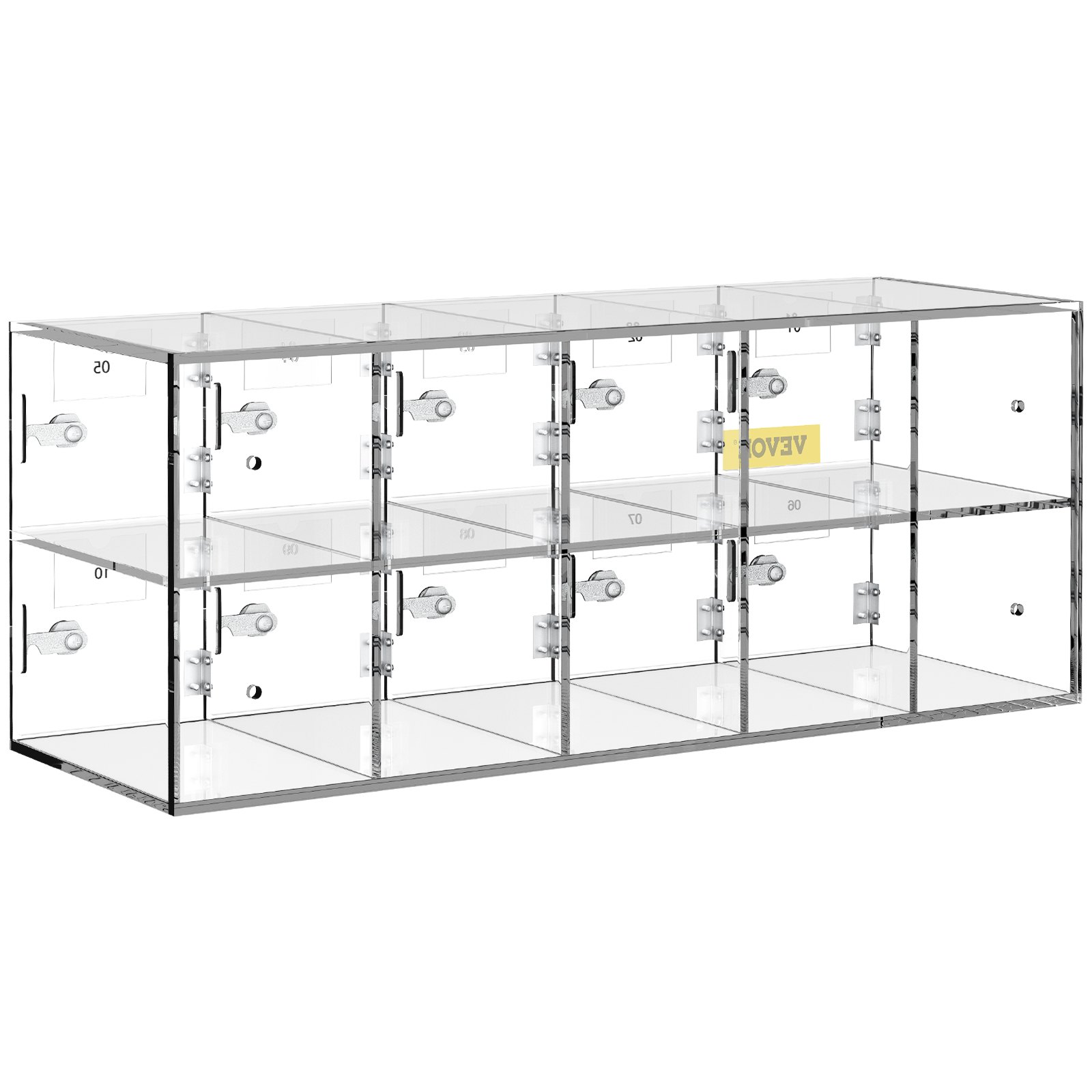 VEVOR Cell Phone Storage Locker, 10 Slots Acrylic Material with Door Locks and Keys, Wall-Mounted Cabinet Pocket Office Classroom Gym Box, Clear