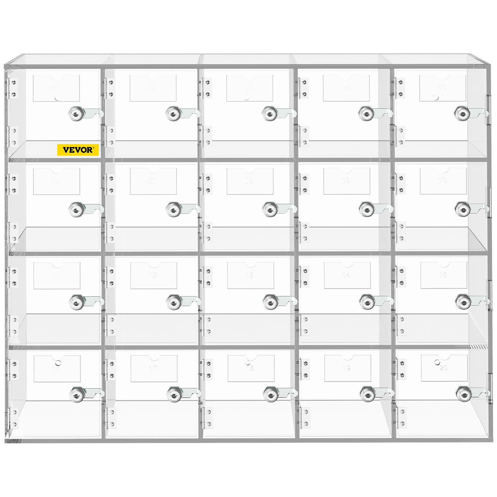 VEVOR Cell Phone Storage Locker, 20 Slots Acrylic Material with Door Locks and Keys, Wall-Mounted Cabinet Pocket Office Classroom Gym Box, Clear