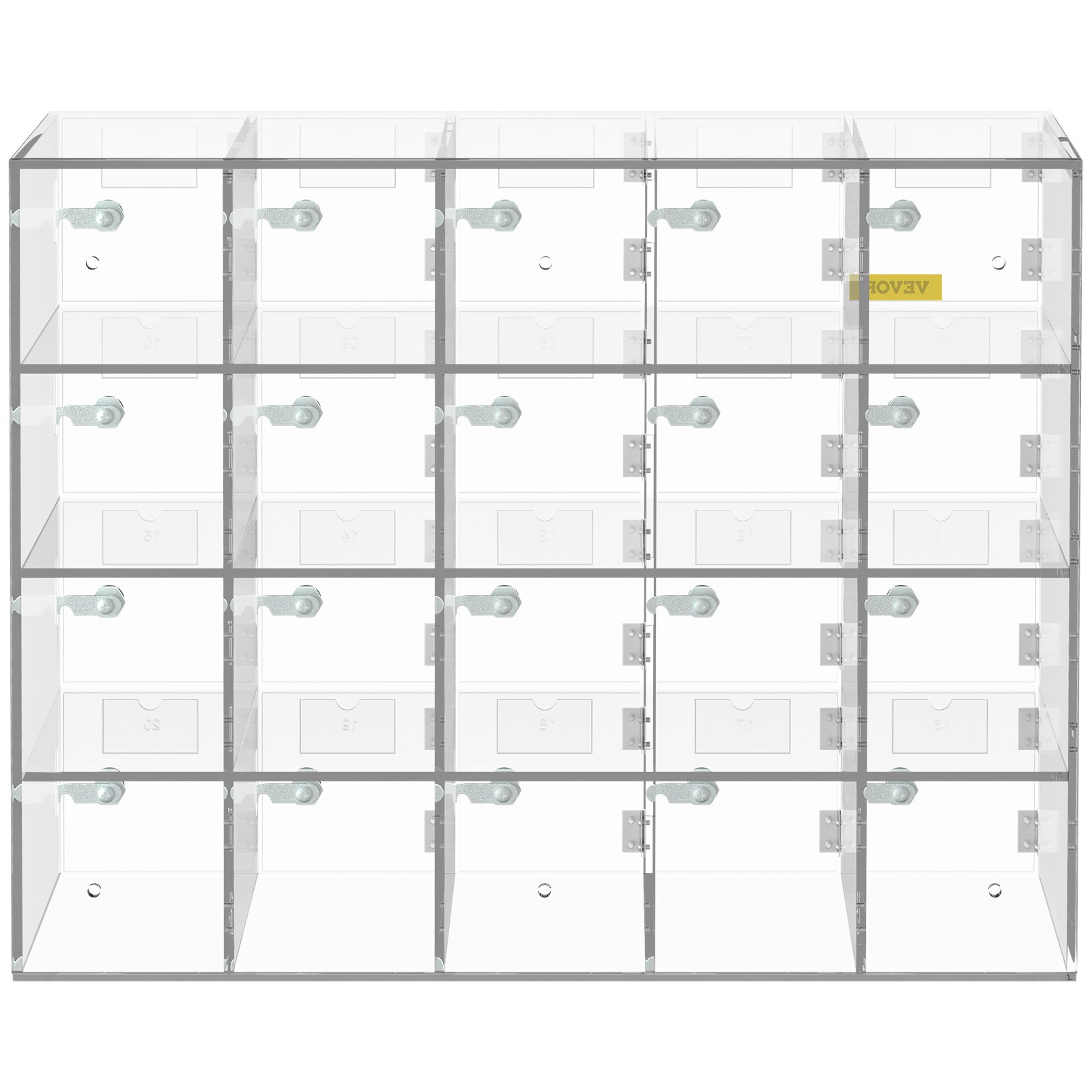 VEVOR Cell Phone Storage Locker, 20 Slots Acrylic Material with Door Locks and Keys, Wall-Mounted Cabinet Pocket Office Classroom Gym Box, Clear