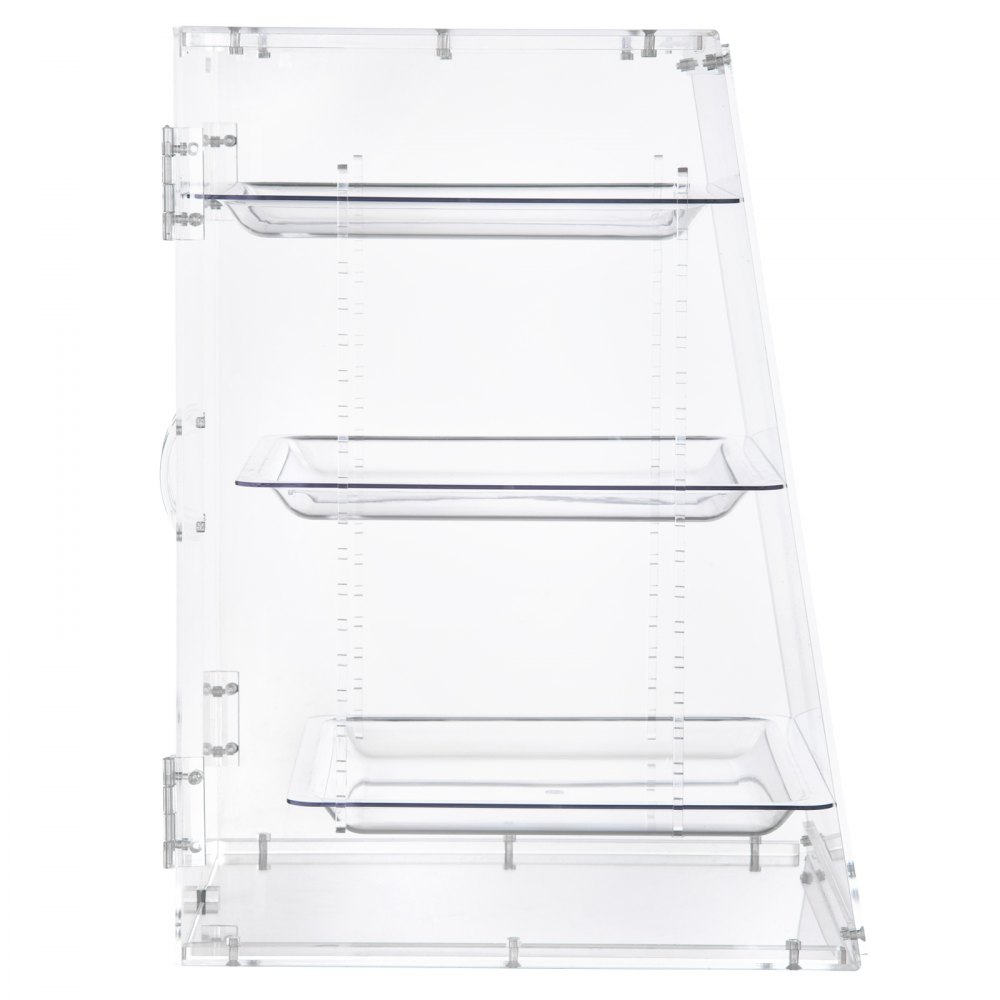 VEVOR Pastry Display Case, 3-Tier Removable Shelves Bakery Display Case, Clear Acrylic 21.7" x 15.7" x 15.7" Donut Display Box w/Rear Door Access, Counter Case Keep Fresh for Donut Bagels Cake Cookie
