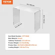 VEVOR Acrylic Console Table, Clear Acrylic End Table, Transparent Acrylic Side Table 37.95x15x29.13 inch, for Foyer, Living Room, Dining Room