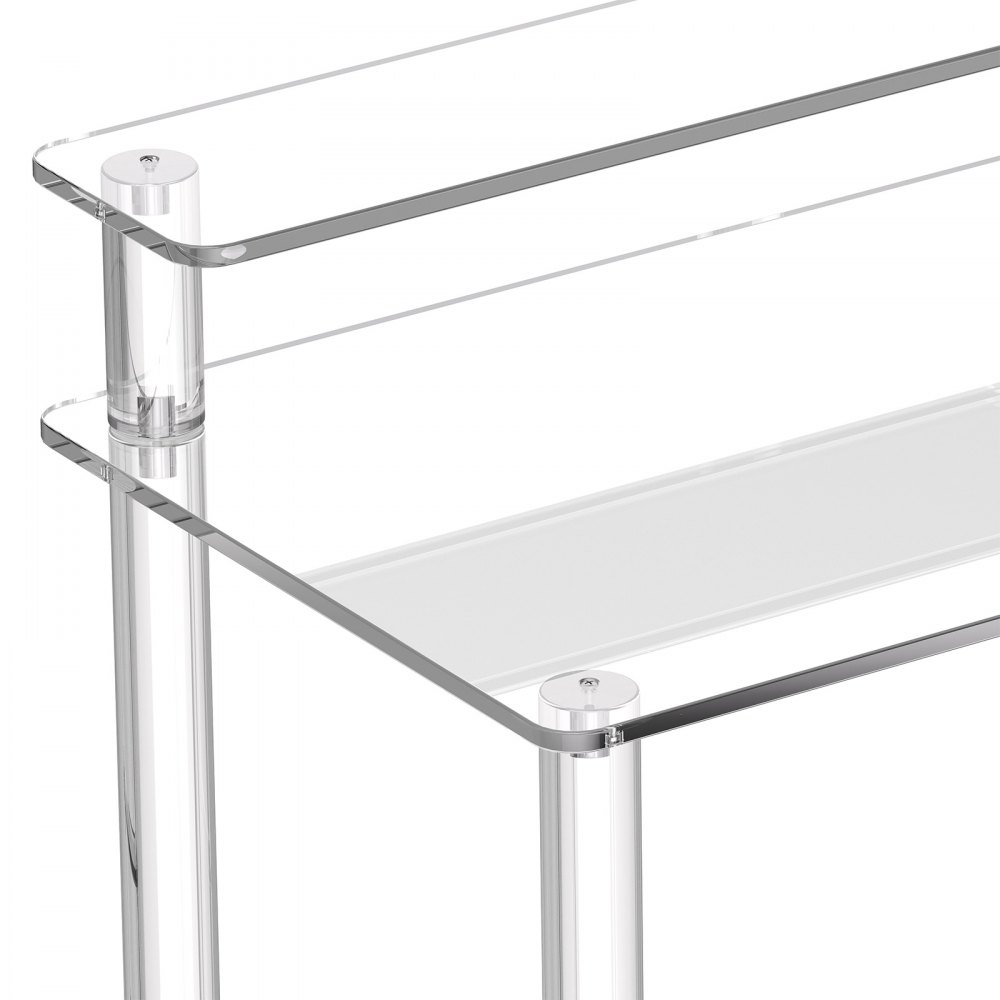 VEVOR Acrylic Table, 2 Tiers Clear Office Desk with Monitor Stand, Acrylic Study Computer Desk, Modern Side End Table Nightstand for Bedroom, Office, Study, Cloakroom, 50 x 80 x 88 cm (Clear)