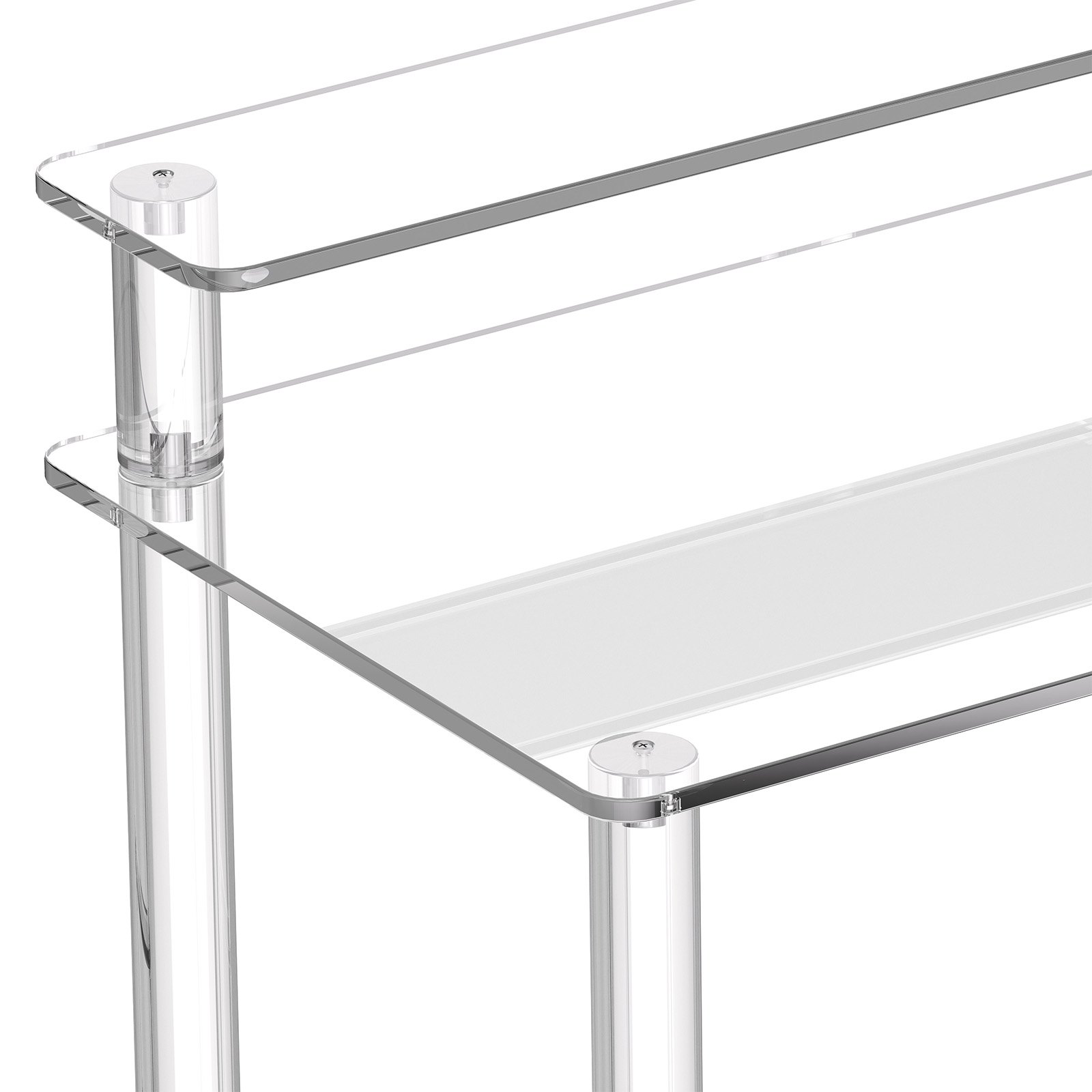 VEVOR Acrylic Table, 2 Tiers Clear Office Desk with Monitor Stand, Acrylic Study Computer Desk, Modern Side End Table Nightstand for Bedroom, Office, Study, Cloakroom, 50 x 80 x 88 cm (Clear)