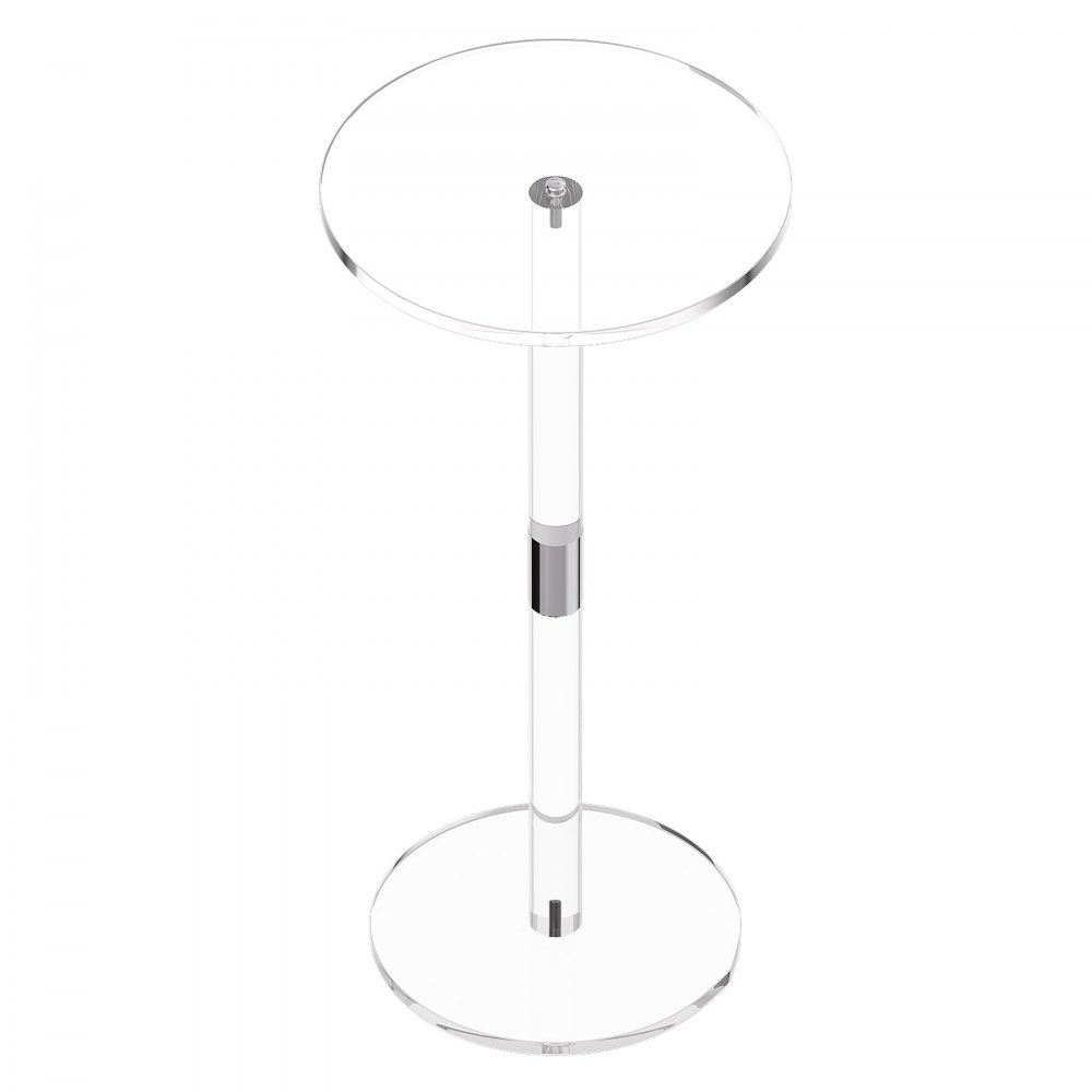 VEVOR Acrylic Drink Table, Clear End Table Round Top with Solid Post, Modern Acrylic Cake Table Stand, Transparent Side Desk for Coffee, Drink, Food, Snack, Easy Assembly, 25.4 x 25.4 x 54 cm (Clear)