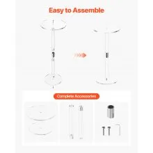 VEVOR Acrylic Drink Table, Clear End Table Round Top with Solid Post, Modern Acrylic Cake Table Stand, Transparent Side Desk for Coffee, Drink, Food, Snack, Easy Assembly, 10 x 10 x 21.3 in (Clear)