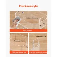 VEVOR Acrylic Table with Wheels, 2 Tiers Mobile Cart Table, Modern Rolling Acrylic Storage Desk, Clear Nightstand Side End Desk, for Living Room, Bedroom, Bar, Office, 12 x 16.3 x 18.9 in (Clear)