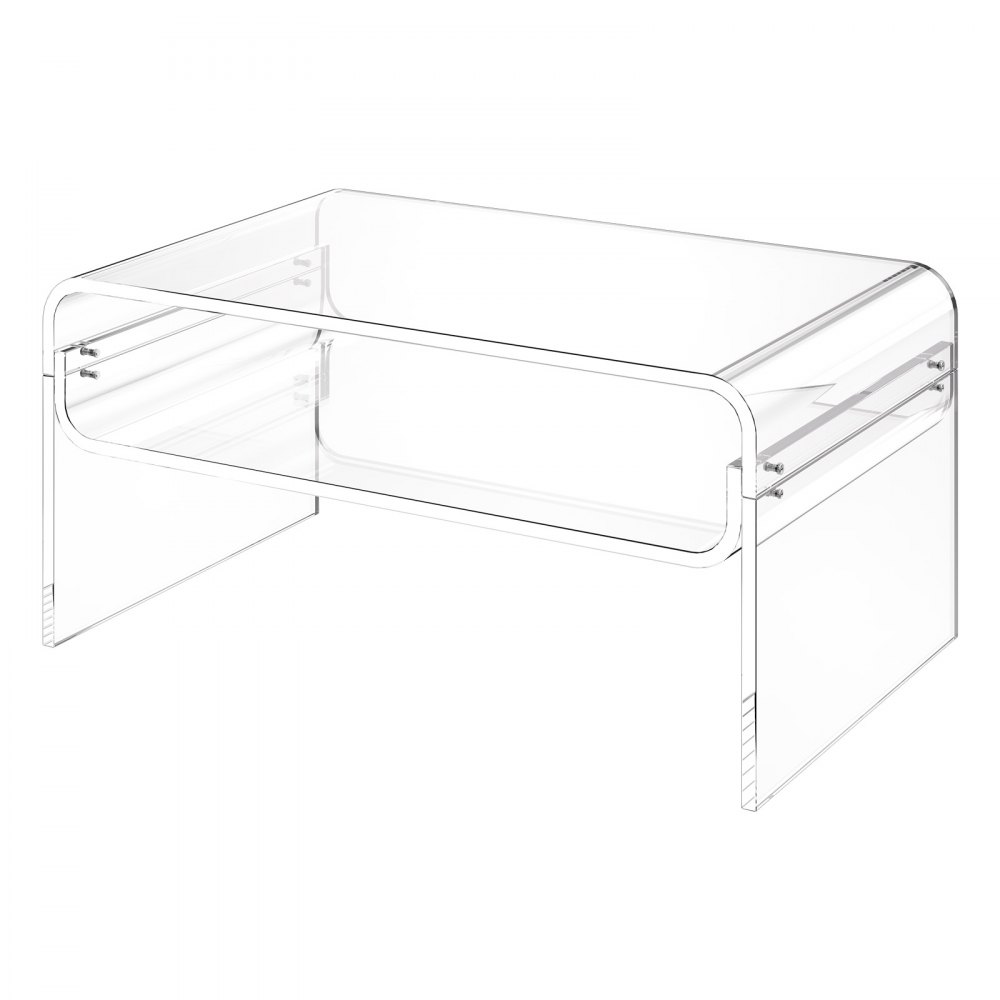 VEVOR Acrylic Coffee Table, 2 Tiers Center Table with Storage Shelf, Modern Rectangle Acrylic Coffee Desk, Ideal for Dining Room, Kitchen Island, Restaurant, Office, 50 x 80 x 38 cm (Clear)