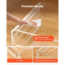 VEVOR Acrylic Coffee Table, 2 Tiers Center Table with Storage Shelf, Modern Rectangle Acrylic Coffee Desk, Ideal for Dining Room, Kitchen Island, Restaurant, Office, 19.7 x 31.5 x 15 in (Clear)