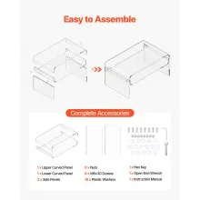 VEVOR Acrylic Coffee Table, 2 Tiers Center Table with Storage Shelf, Modern Rectangle Acrylic Coffee Desk, Ideal for Dining Room, Kitchen Island, Restaurant, Office, 19.7 x 31.5 x 15 in (Clear)