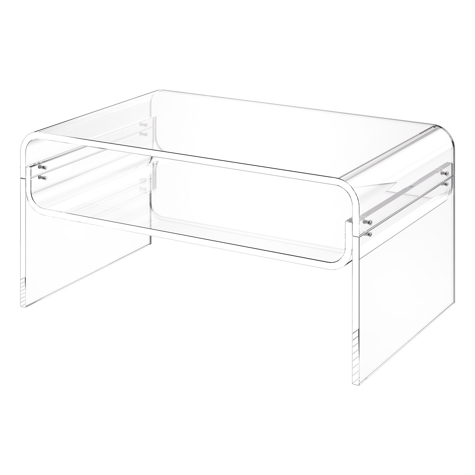 VEVOR Acrylic Coffee Table, 2 Tiers Center Table with Storage Shelf, Modern Rectangle Acrylic Coffee Desk, Ideal for Dining Room, Kitchen Island, Restaurant, Office, 50 x 80 x 38 cm (Clear)