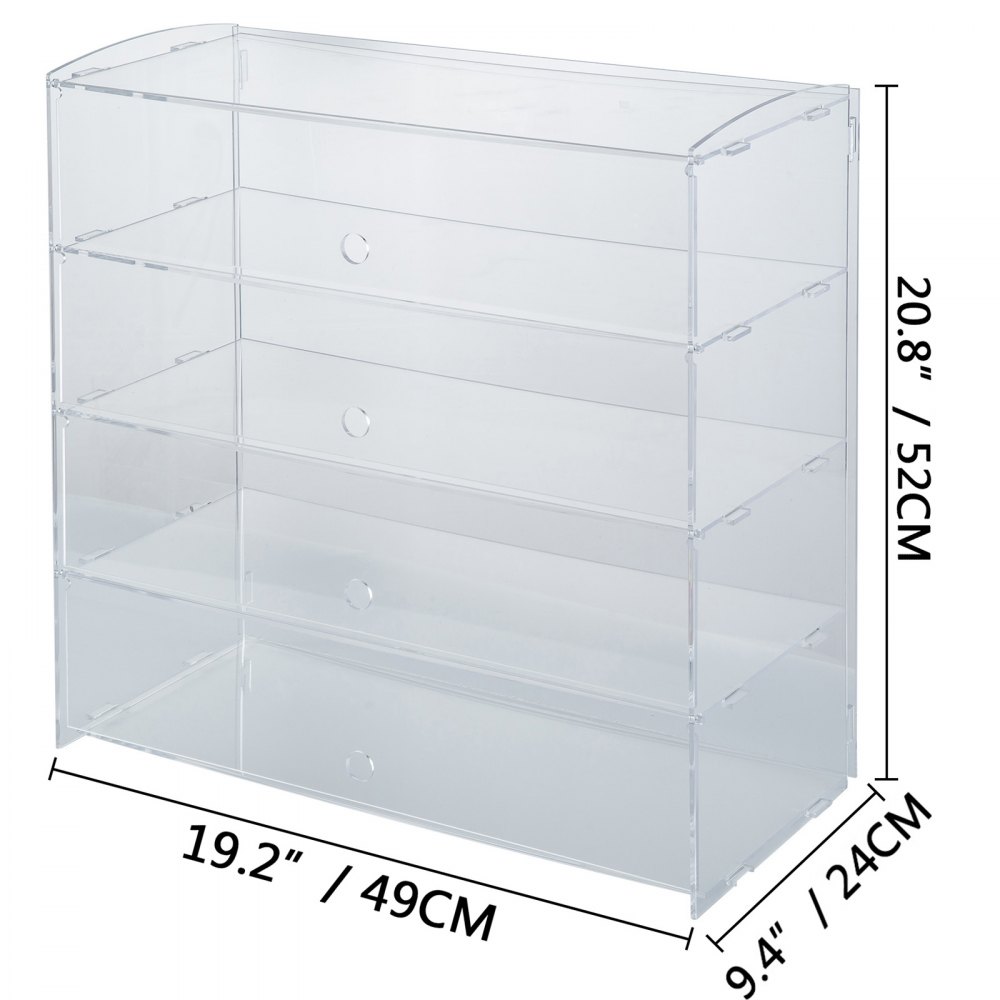 Acrylic Display Cabinet 4 Shelves L52 x W24 x H49cm Clear Cupcake Bakery PRO