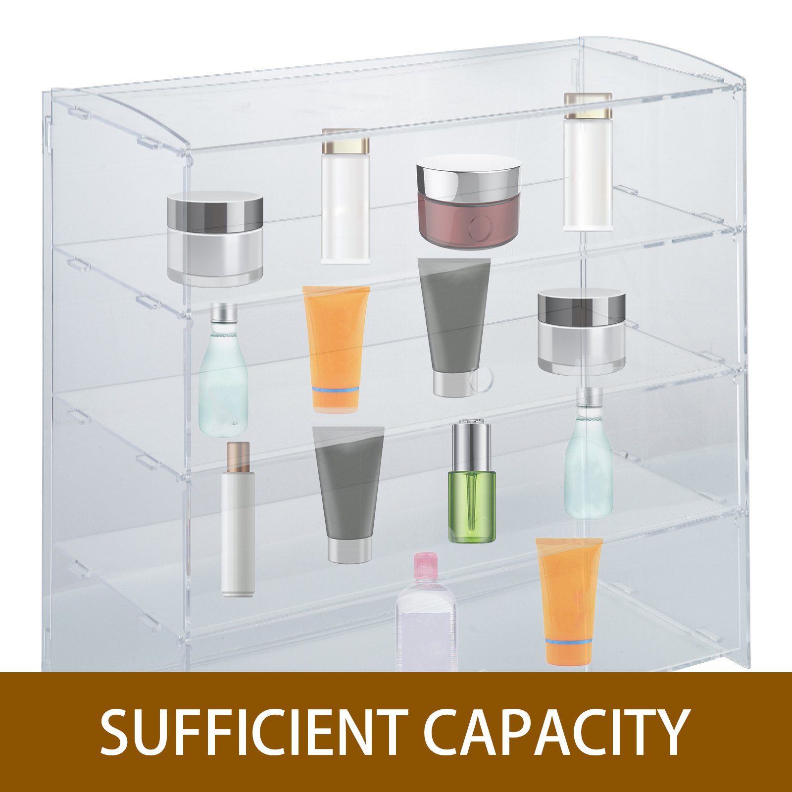 Acrylic Display Cabinet 4 Shelves L52 x W24 x H49cm Clear Cupcake Bakery PRO