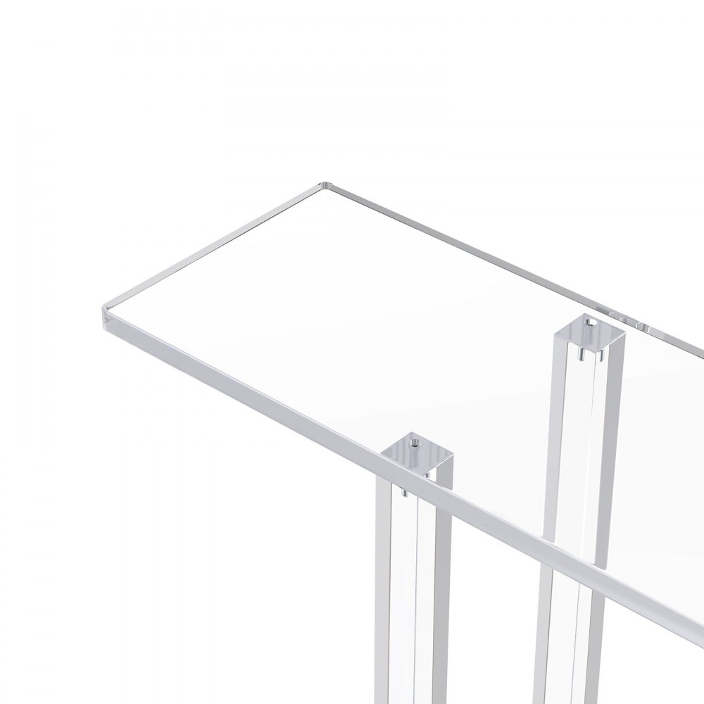 VEVOR Acrylic Console Table, 2 Tiers Narrow Side Desk with Bottom Open Storage, Modern Rectangle Acrylic End Table, Transparent Entry Desk for Foyer, Hallway, Living Room, 19.3 x 100 x 80 cm (Clear)