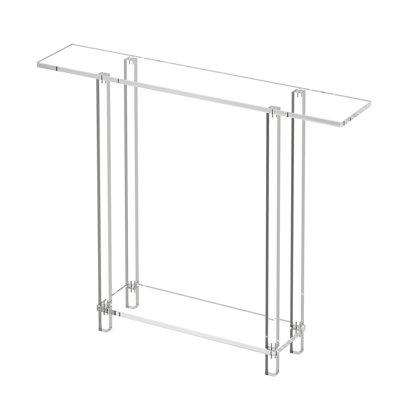 VEVOR Acrylic Console Table, 2 Tiers Narrow Side Desk with Bottom Open Storage, Modern Rectangle Acrylic End Table, Transparent Entry Desk for Foyer, Hallway, Living Room, 19.3 x 100 x 80 cm (Clear)