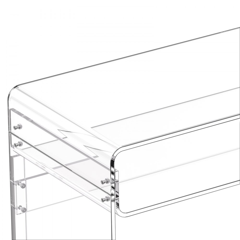 VEVOR Acrylic Table, 2 Tiers Clear End Table with Storage Shelf, Modern Rectangle Acrylic Side Desk, Transparent Thick Desk Nightstand for Bedroom, Office, Living Room, 40 x 85 x 75 cm (Clear)