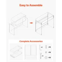 VEVOR Acrylic Table, 2 Tiers Clear End Table with Storage Shelf, Modern Rectangle Acrylic Side Desk, Transparent Thick Desk Nightstand for Bedroom, Office, Living Room, 15.7 x 33.5 x 29.5 in (Clear)